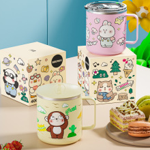 比鲁斯新款咖啡杯马克杯网红不锈钢带盖水杯密封防漏防尘办公室