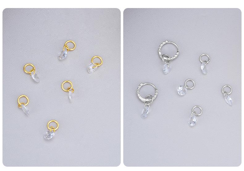 1 Piece 1 Pair 4.9*12.9mm 925 Sterling Silver Zircon 18K Gold Plated Oval Water Droplets Heart Shape Pendant Hook Earring Findings Earring Findings display picture 3