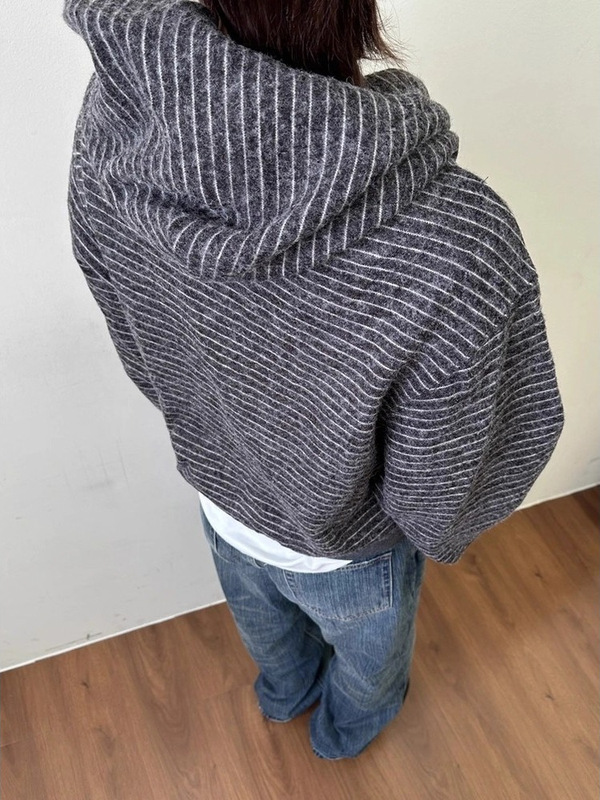 春秋季新款条纹舒适通勤日常连帽卫衣男休闲宽松时尚高级潮牌外套|undefined