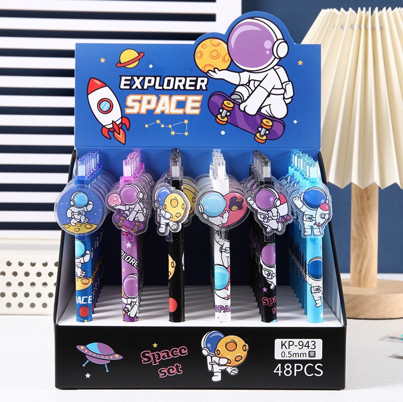 Nuevos productos de muchos lápiz de parche de dibujos animados Caza de brujas pulsable lápiz neutro de alto valor negro 0.5 lápiz de agua lápiz