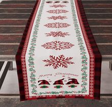 跨境北歐聖誕節桌旗家居裝飾布藝印花餐桌墊亞麻餐桌桌布台布定制