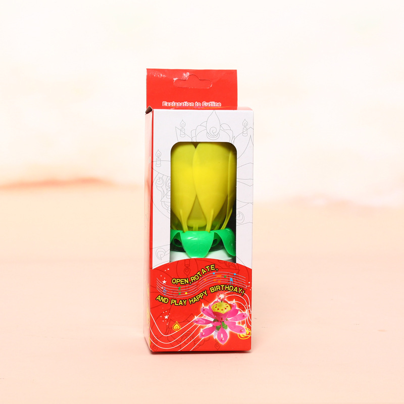 Triángulo transfronterizo pierna giratoria Lotus vela cumpleaños pastel decoración creativa fiesta música electrónica Lotus vela