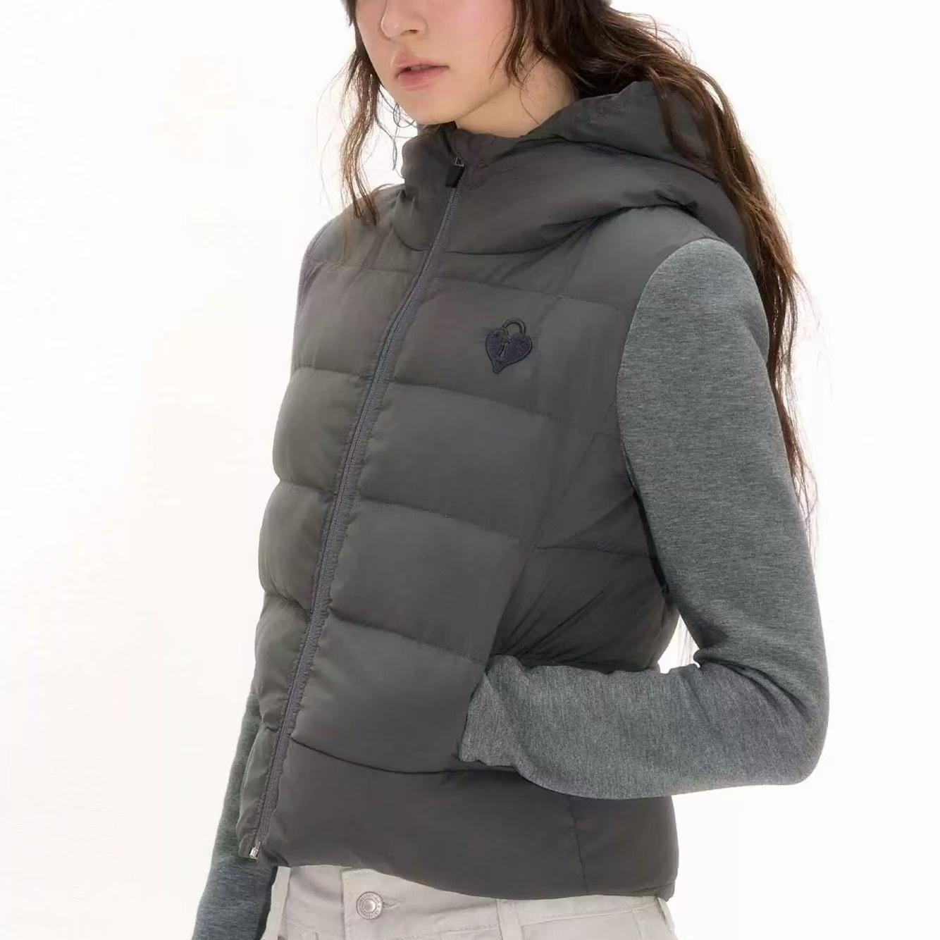 Knitted velvet keep warm down jacket with hood