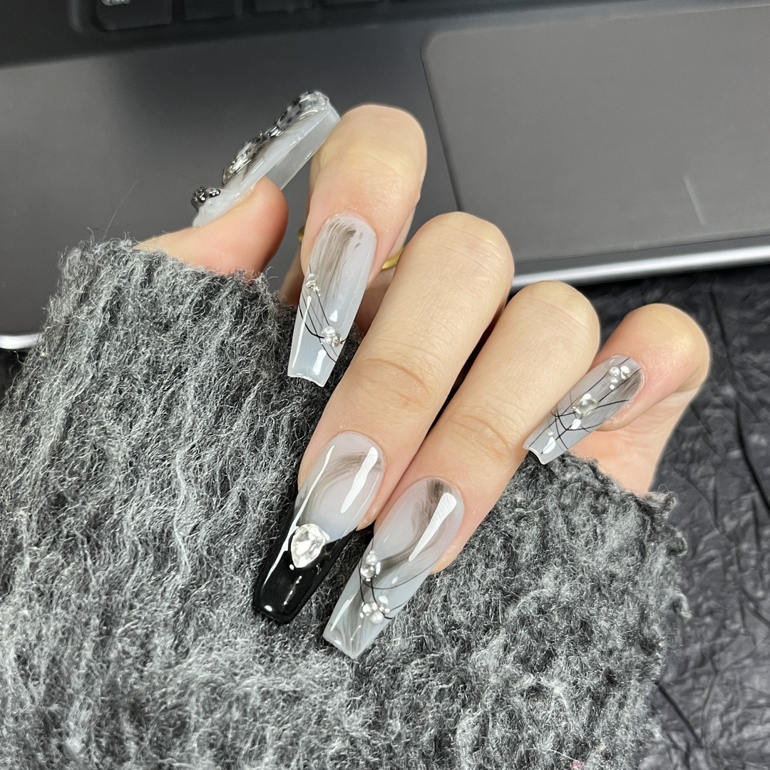 [Jiamu D885] New ins niche light luxury senior sense long exquisite hand-worn nail nail nail