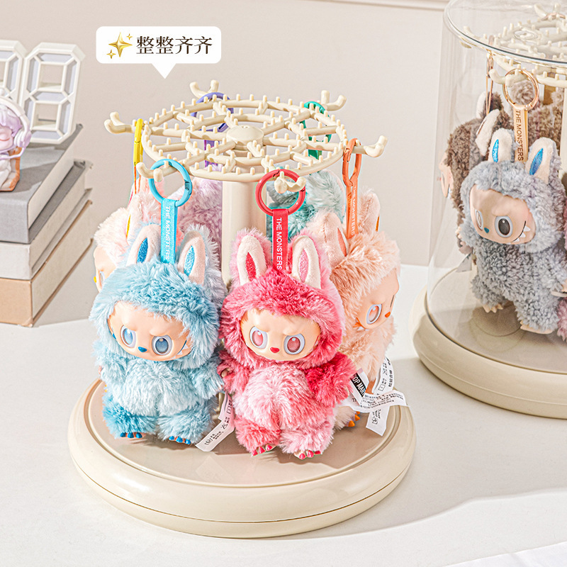 拉布布挂件展示盒透明旋转labubu毛绒玩具玩偶手办盲盒收纳展示架|undefined