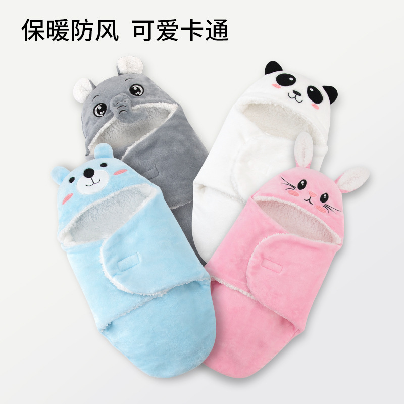 Factory Direct Supply Newborn Baby Swaddle Baby Sleeping Bag Autumn and Winter Style Swaddle Newborn Cartoon Delivery Room Wrap Blanket