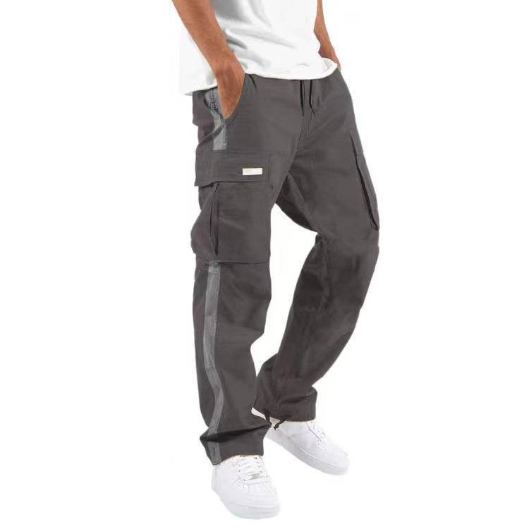 Pantaloni da lavoro nuovi da uomo Pantaloni casual con coulisse e tasca a blocchi di colore_voghion.com