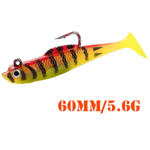 6cm 5.6g T-tail Lead Fish Lure Artificial Single Hook Lure with Weight Full Swim Layer Soft Baits for Spotted Bass