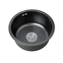 【代件】ナノブラックステンレス製の円盤水槽の小さいサイズの野菜を洗う池の台所のカウンターの小さいシングルスロット