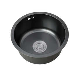 【一件代发】纳米黑不锈钢圆盆水槽大小号洗菜池厨房吧台小单槽