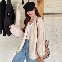 2025设计感纯色气质宽松长袖针织衫女装春秋冬季显瘦百搭开衫外套