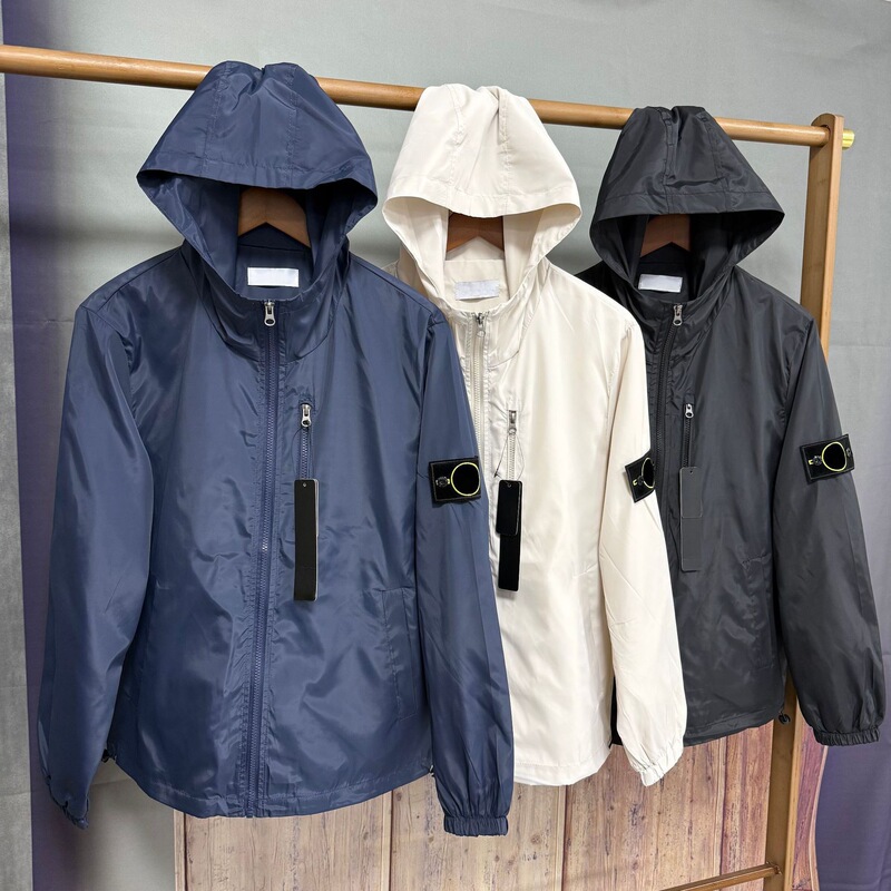 Cross-border ST0NE Stone outdoor windproof hooded jacket with badge, unisex functional jacket, loose fit, ins style