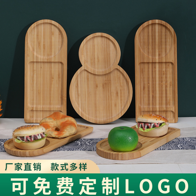 Bandeja de madera maciza, bandeja rectangular para repostería, sushi, pan, bandeja redonda para café, bandeja para postres, bandeja redonda para bistec y pizza