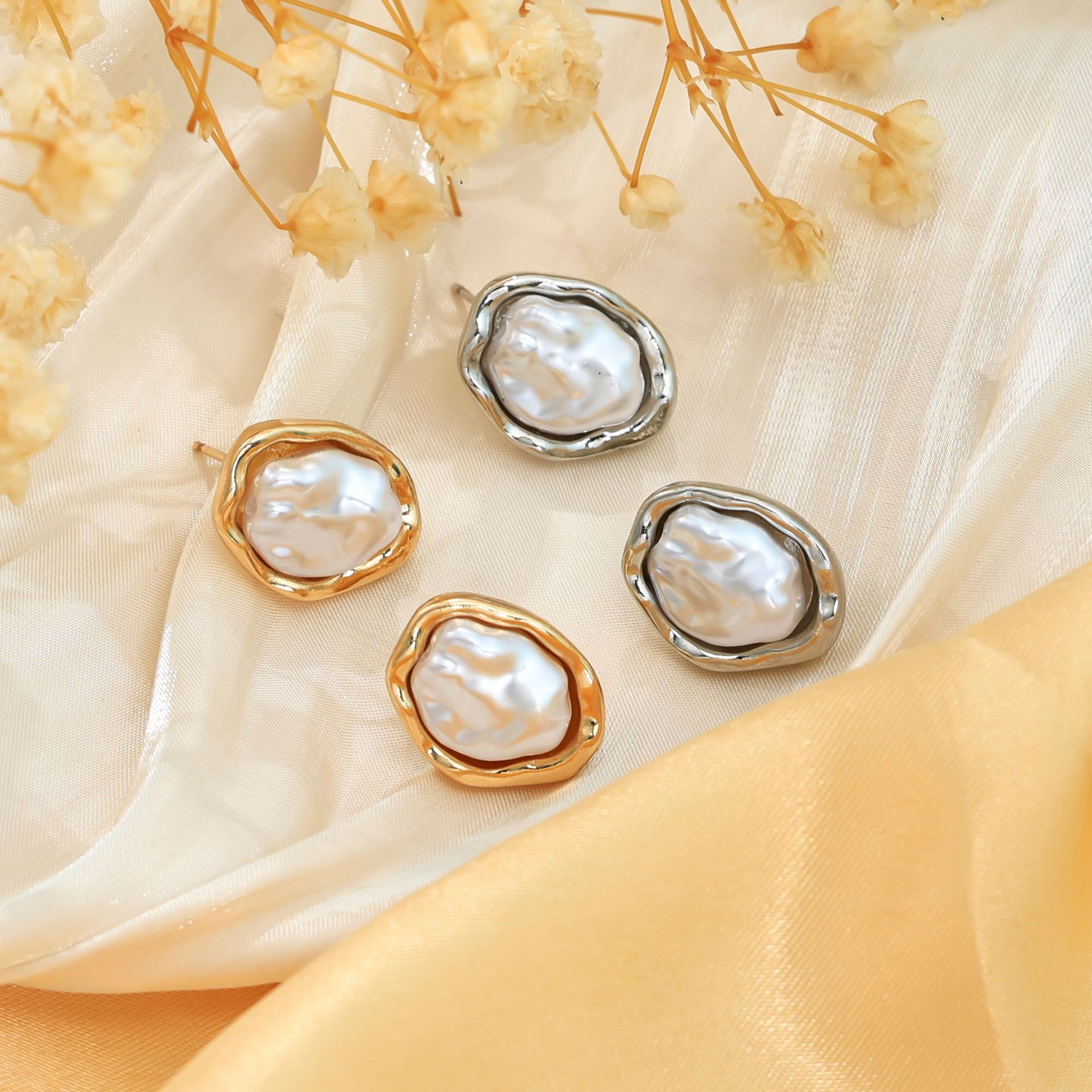 Venta caliente transfronteriza europea y americana, conjunto de anillos de collar, pendientes de moda de perlas del sexo opuesto, pendientes de mujer de alta calidad