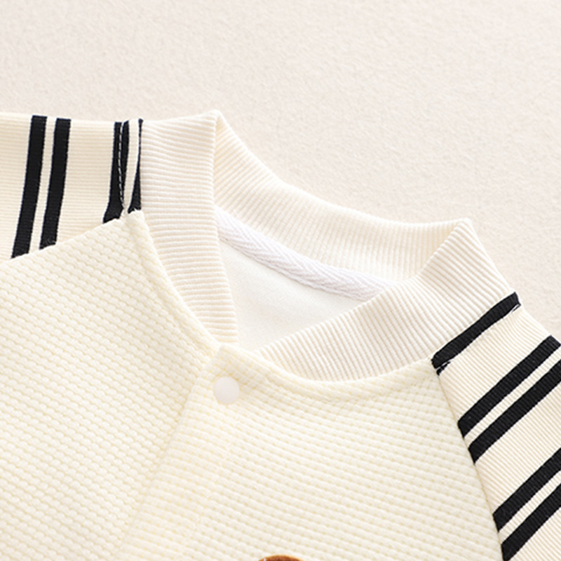 Ropa de primavera para bebé mono manga raglán a rayas mameluco de dibujos animados luna llena bebé lindo oso traje de escalada coreano primavera y otoño