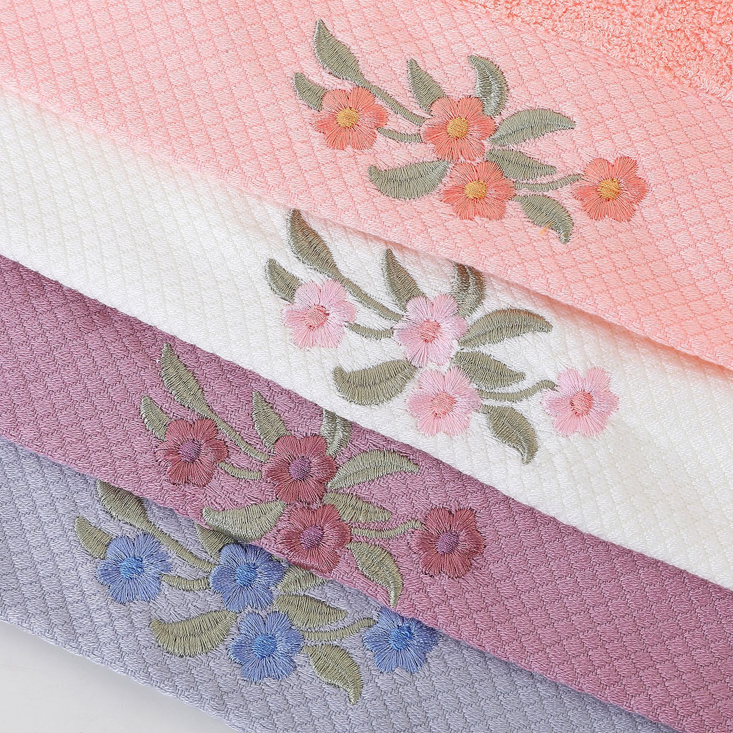 Thickened Embroidered Absorbent Bamboo Fiber With Peony Pattern, Adult Face Wash Towel, Wholesale Gift Towel_voghion.com