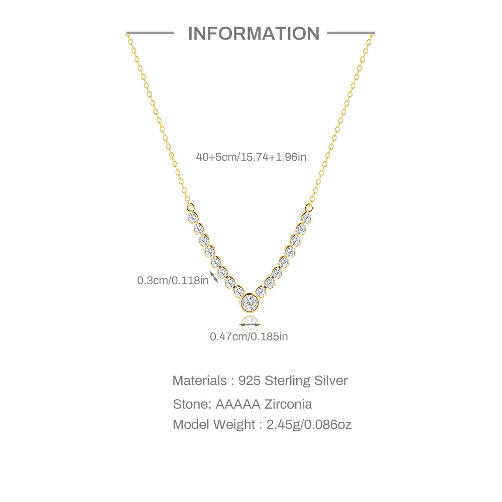 3g Weight 925 Sterling Silver Pendant Material 925 Sterling Silver Geometric Zircon 925 Sterling Silver Cable Chain Pendant Necklace
