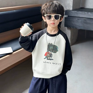 男童装春秋季拼色卫衣2026新款儿童洋气宝宝洋气秋装卡通打底衫潮