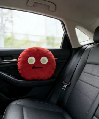 Car Headrest Neck Pillow with Headrest - a-red-emoticon-pillow