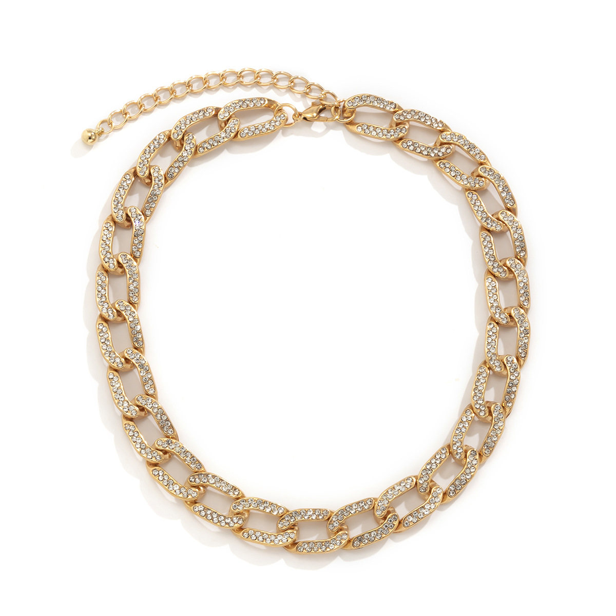 Cuban Link Necklace With Micro Inlaid Diamonds Minimalist Style_voghion.com