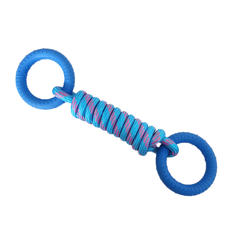 Transfronterizo nuevo perro de juguete cuerda de nylon molar diente limpieza TPR Círculo de entrenamiento resistente a la mordedura de juguetes para mascotas suministros fabricante