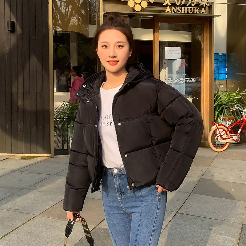 2023現物ダウン綿服女性の短い韓国版ゆるいins港風厚いパン服綿入れコート|undefined
