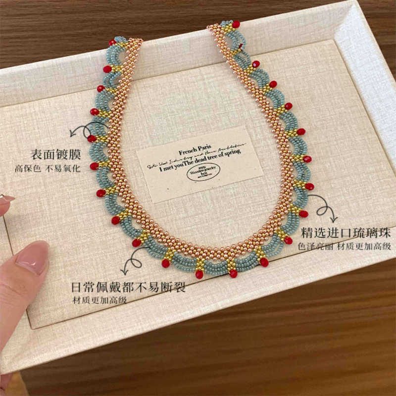 中古风简约宫廷风串珠流苏项链双层多层叠戴项链高级感锁骨链项链|undefined
