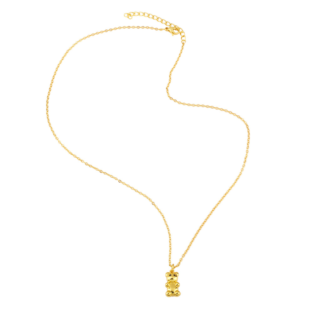 hip-hop cartoon cute bear leopard head copper necklace retro 18K gold plated pendant