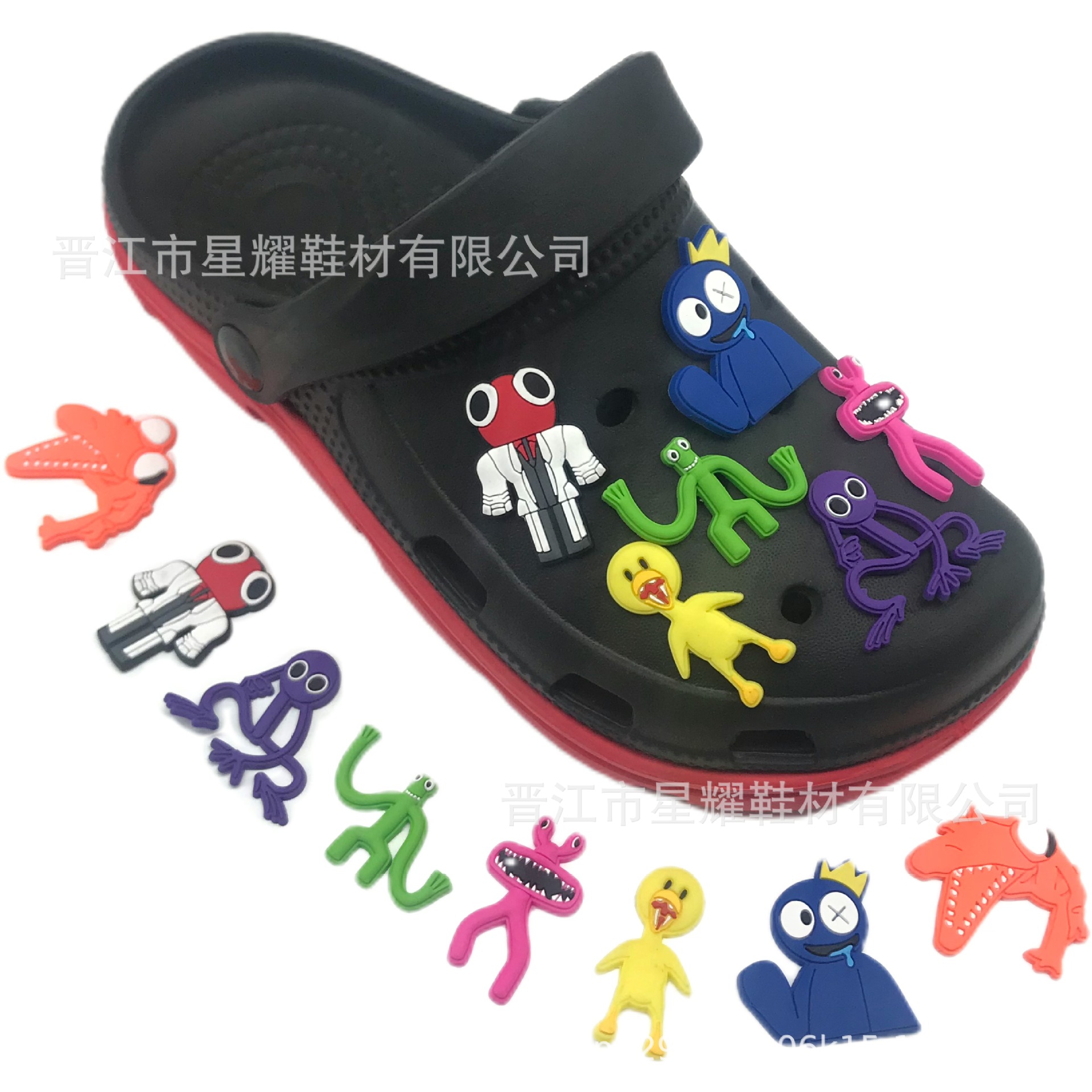 Nuevo Arco Iris amigos socio zapatos de dibujos animados zapatos de flores hebilla agujero Zapatos de flores hebilla decorativa hebilla transfronteriza al por mayor