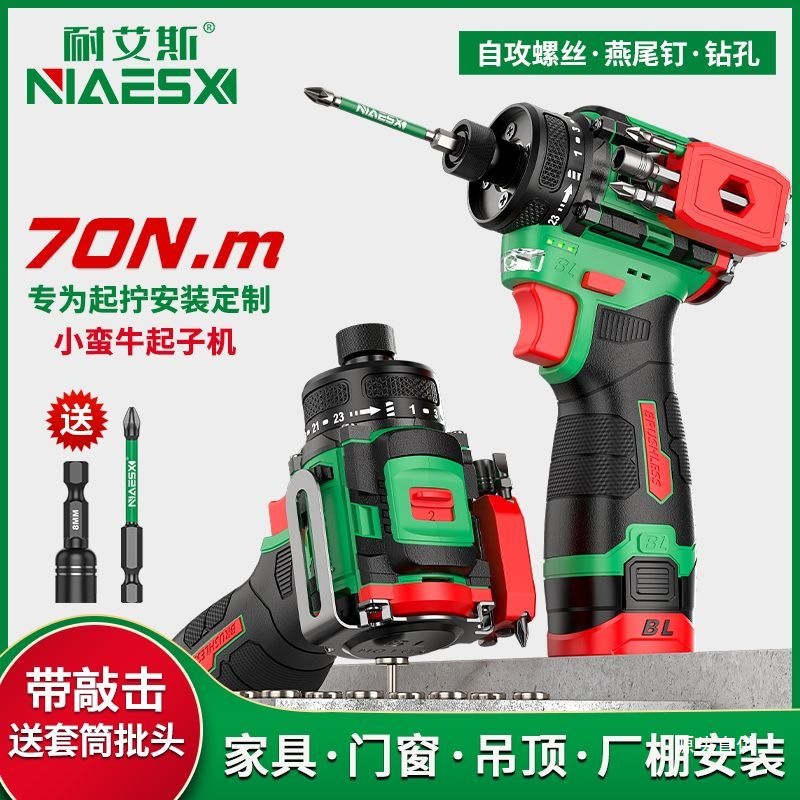 德国进口耐艾斯无刷起子机可敲击家用电动螺丝刀电钻充电螺丝铁名