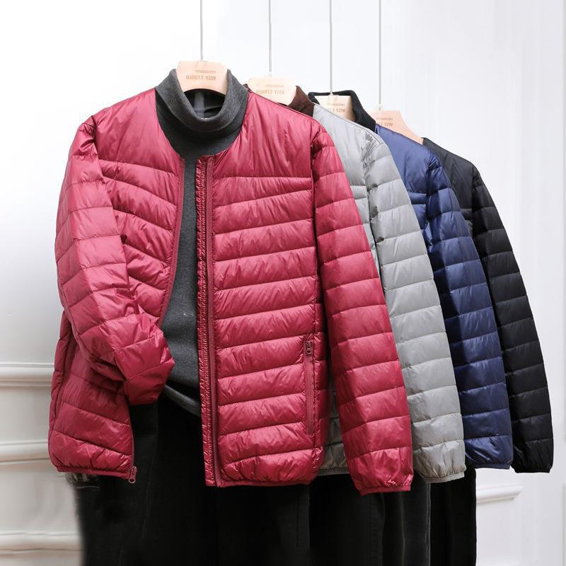 2023 Autumn and Winter Down Jacket Men's Round Neck Thin Short New Large Size Korean Style Slim-fit Fashionable Casual Warm Jacket