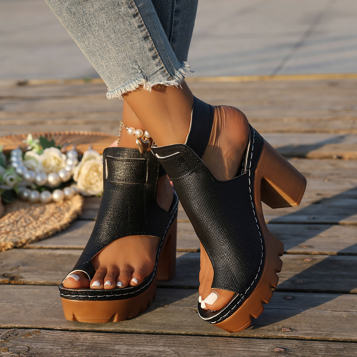 Chunky Platform Peep-Toe Sandals — detail view 24