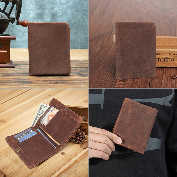 retro short leather wallet