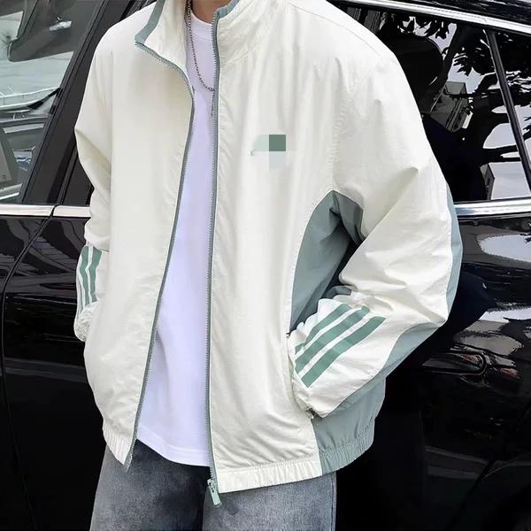26 Foreign Trade Spring and Autumn Stand Collar Color-Block Quick-Dry Windbreaker Three-Stripes Unisex Sports Casual Jacket KC3920