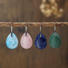 宙航饰品 跨境新款天然石耳环度假风耳坠紫晶虎眼高级感耳挂批发