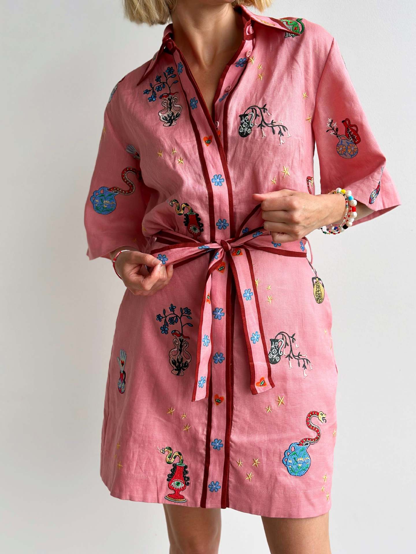 Half Sleeve Sleeve Length Shirt Dress Dresses Type Wholesale Women's Casual Flower Daily Turndown Half Sleeve Shirt Dress
