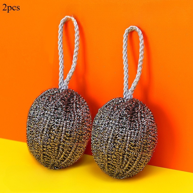 30g Comes with Lanyard Steel Ball Cantaloupe Cleaning Ball Stainless Steel Kitchen Household Dishwashing Pot Brush Decontamination Street Stall Goods