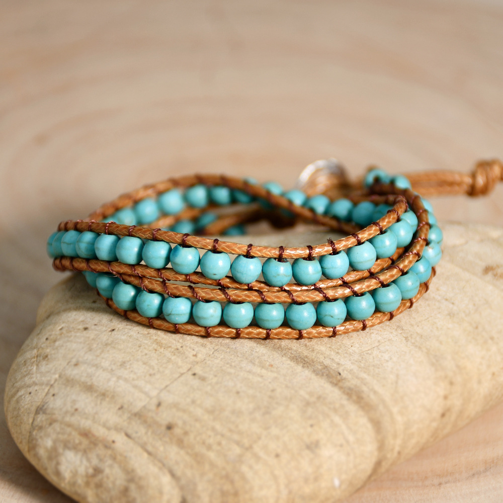 Casual Retro Geometric Alloy Natural Stone Wax Rope Unisex Bracelets display picture 5