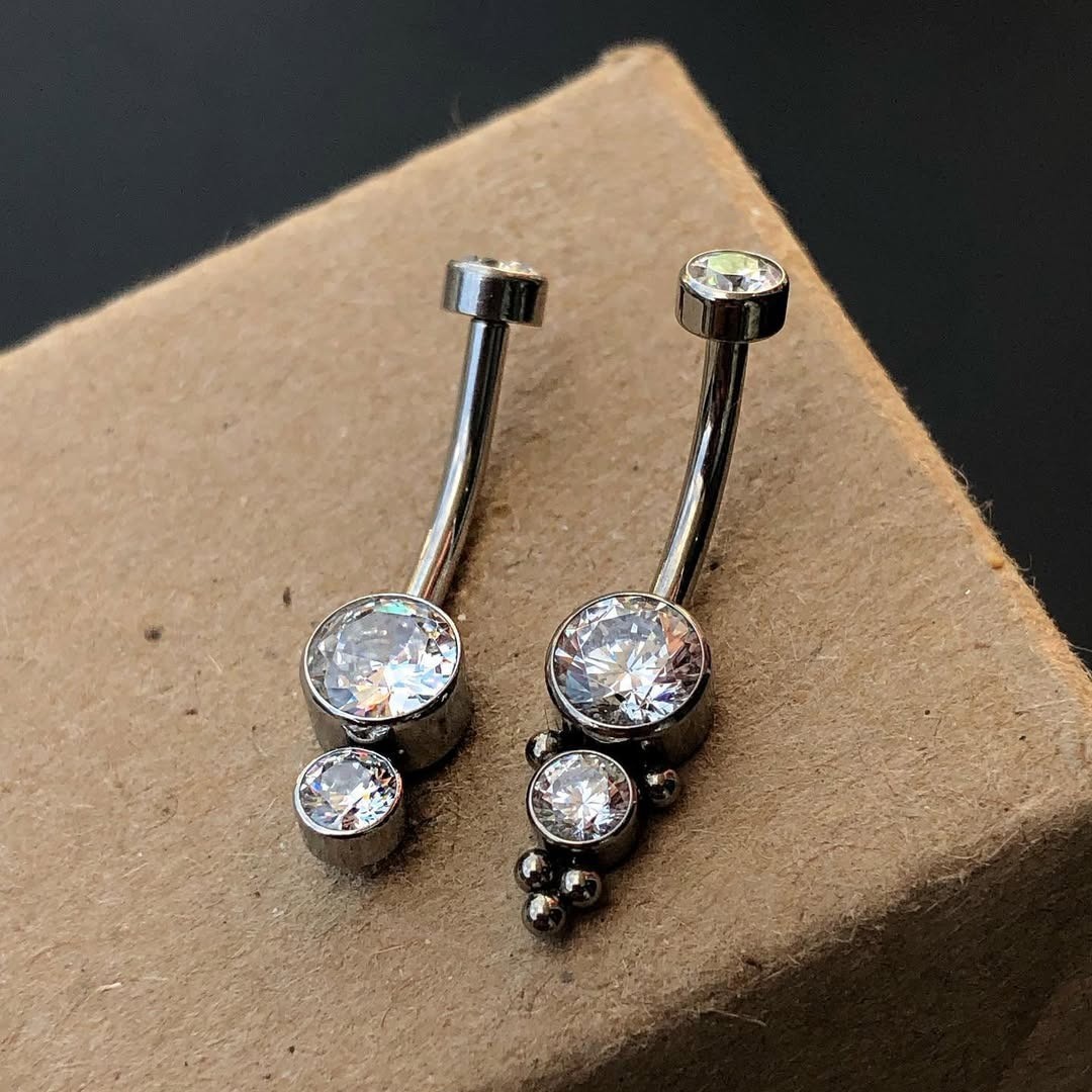 Titan-bauchnabelpiercing Mit Zirkonia-stein Für Damen_voghion.com