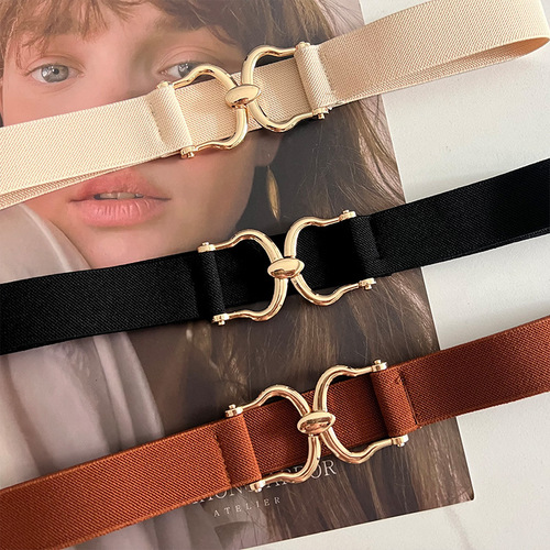 Korean version 3cm elastic buckle elastic thin waistband women's dress versatile decorative thin belt simple belt