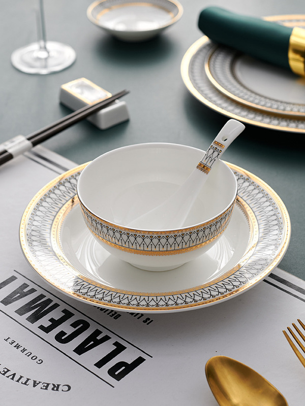 Light Luxury Western Dinner Plate Ceramic Steak Plate Home High-Value Nordic Internet-Famous Tableware Fish and Vegetable Plate Ins Bowl and Plate Set L^