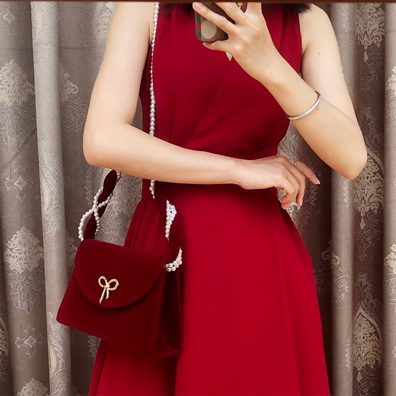 Bolso de Mano Rojo para Novia, Regalo del Día de San Valentín Chino, Bolso Bandolera con Textura Elevada para Mujer, Nuevo Modelo 2025