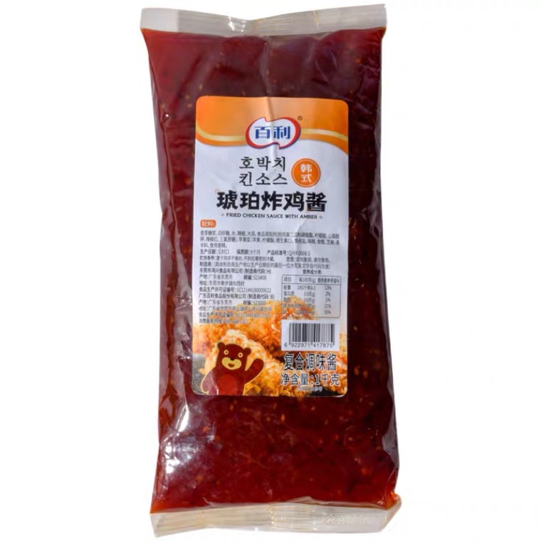 百利韩式炸鸡酱1kg琥珀酱甜辣酱酸甜酱酱油芥末芝士商用炸鸡酱