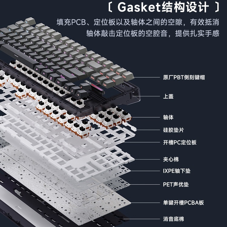 狼蛛F87Pro机械键盘无线客制化三模蓝牙电脑游戏电竞侧刻键帽|undefined