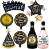 Cross -border Happy New Year2024 Balloon New Year Happy Party Black Gold Wine Bottle Wine Meteor Steel Decoration