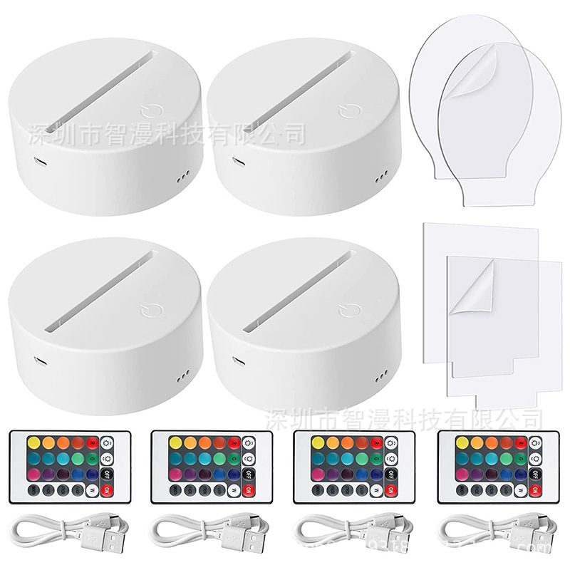 Transfronterizo nuevo exótico 3D luz de la noche del USB Touch Control remoto colorido luz de la noche tablero de luz de acrílico y base separada