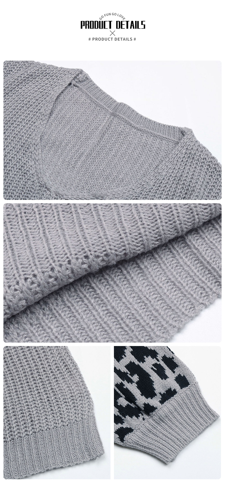 Abito maglione slim fit a maniche lunghe con stampa leopardata a blocchi di colore_voghion.com