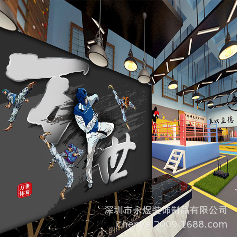3D Gym Mural Muay Thai Muscular Man Wallpaper Beauty Fighting Theme Wallpaper Taekwondo Background Sports Wall Covering