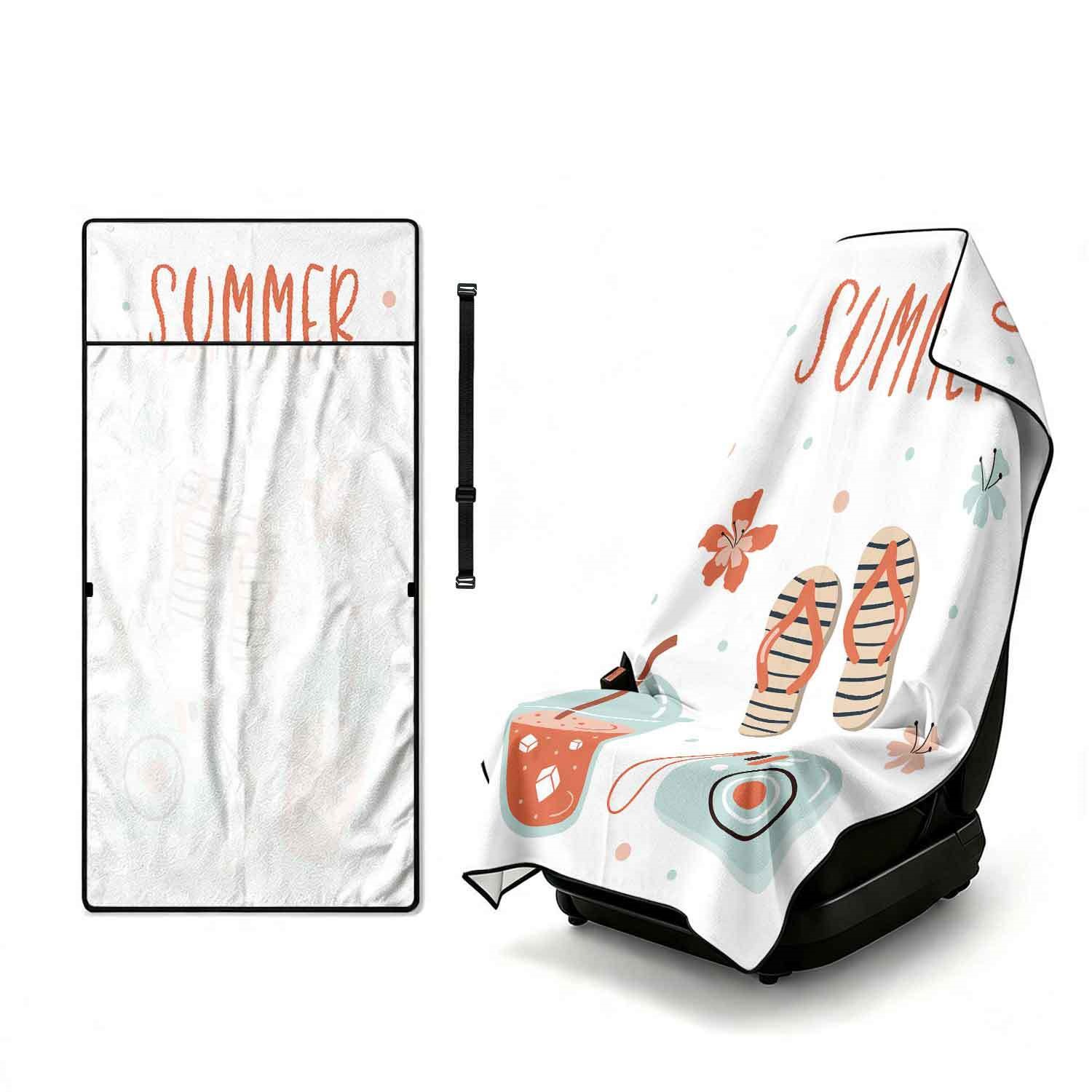 Summer bath towel and car seat cover 2-in-1, ultra-fine fiber outdoor beach and car dual-use universal seat cushion