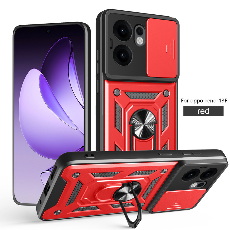 For OPPO RENO13F Shun A Push Window Ring Mobile Phone Case Find X8 Magnetic Bracket Anti-fall Protective Cover